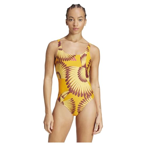 adidas Women's Bañador x Farm 3 Bandas, Bright Orange/Pulse Lime, 48
