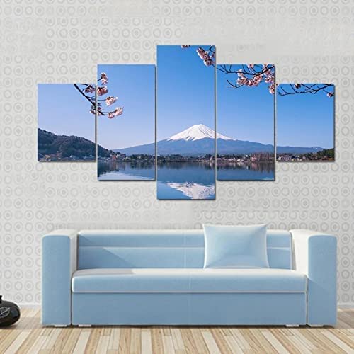 Toile Art Mural 5 Pièces Palmier pour une Déco Salon Esprit Voyage Crépuscule