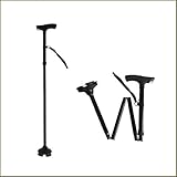 LWOD Aluminio plegable llevó el bastón, muletas portátil ligero con tetrápodos, Altura de caña ajustable con mango de agarre