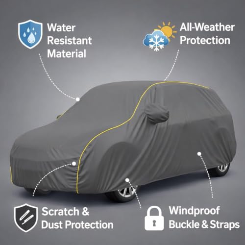 Image of Custom Fit Grey Car Cover | 100% Waterproof Polyester Body Cover | UV & Heat Protection | Dust, Scratch & Wind Resistant. (EON)