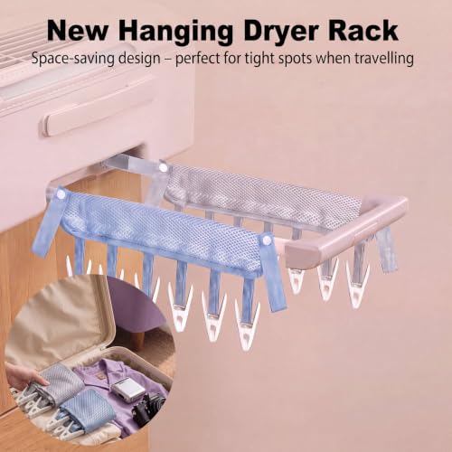 Travel Clothes Drying Hanger for Heated Clothes Airer & Clothes Drying Rack Clothesline, Foldable Portable Mesh Drying Rack with 6 Clips for Sock Underwear Bra Towel Home Cruise Outdoor 2 Pack - image 4