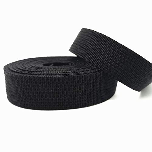 Yalulu 20 Meters 25mm Canvas Ribbon Belt Bag Polypropylene Strap Webbing Nylon Webbing Knapsack Strapping Sewing Bag Belt Accessories (Black)