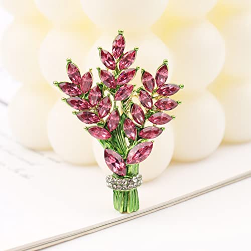 Image of Lavender flower brooch crystal rhinestone tulip brooch elegant accessories jewelry women brooches and pins fashion jewelry wedding flowers lapel pin