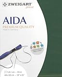 Wizardi Stern-Aida 14 Count Dark Green 3706/6037. Needlework Canvas, Cross-Stitch Fabric, Embroidery Cloth, Needlepoint Canvas. 100% Cotton. Precut Zweigart