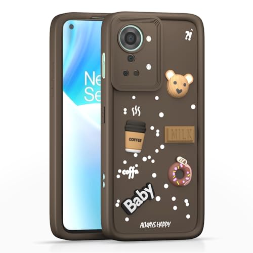 Image of Pikkme Back Cover for OnePlus Nord 2T 5G | Cute Fun Cartoon 3D Bear Silicone Full Body Protection Bumper Cover (Brown)