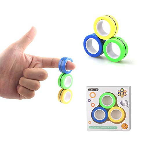ZHIGAY 3 pcs Finger Magnetic Ring, Magnet Toy, Magnetic Fingertip Toys, Decompression Magnetic Magic Ring, Magnetic Game, Magic Toy, Magnetic Bracelet, Durable Unzip Toys