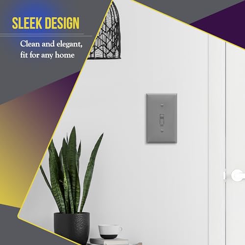Image of ENERLITES Toggle Light Switch Wall Plate Cover, Gloss Finish, Size 1-Gang 4.50 inch x 2.76 inch, Unbreakable Polycarbonate Thermoplastic, 8811-GR-10PCS, Gray (10 Pack), Grey