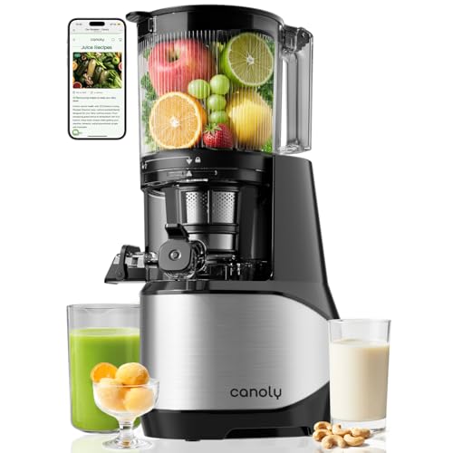 Image of Canoly C09 Cold Press Juicer, 6" Extra Wide Feed Chute, 3-IN-1 Strainers (Juice & Sorbet & Nut Milk), Powerful AC Brushless Motor, Self Precut System, Juicer Machines with BPA-Free (Classic)