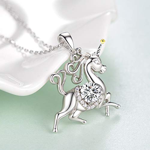Dorella Unicorn Necklace For Daughter Birthday Gifts Animal Necklace Sterling Silver Simulated Diamond Jewelry #TOP1