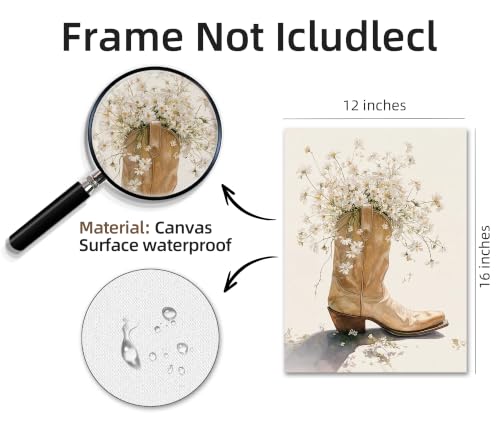 Image of Frimeeme 3 Piece Floral Cowgirl Footwear Wall Art,12x16 Inch,Unframed