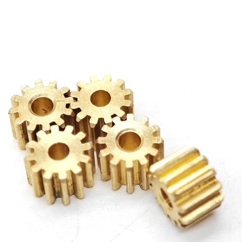 GRASAKY 5 Stück 0,3 M 13 Zähne Kupfer Zahnrad mit geraden Zähnen 0,3 Modul 13 Zähne zylindrisches Stirnrad Ritzel 4,5 mm Durchmesser 4 mm Dicke Wellenritzel(1.98mm hole)