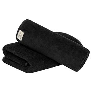 【Amazon.co.jp限定】タオル研究所 [毎日シンプル] #001 バスタオル ジェットブラック 2枚セット 高速吸水 速乾 耐久性 人気 大判 [毛羽レス] 【選べる7色】 Japan Technology