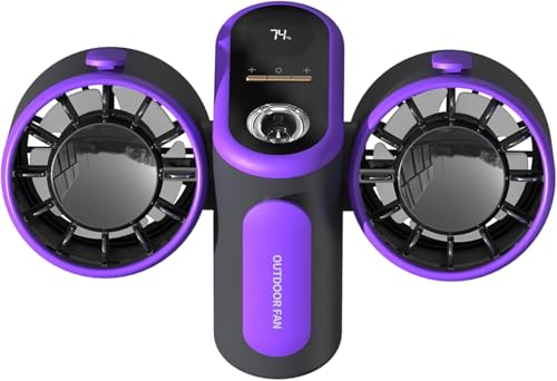 Werwing Ventilador de refrigeración portátil de doble cabezal con luz LED y pantalla digital, clip ajustable para cintura/escritorio, ventilador de camping 2 en 1 para el hogar, oficina, exteriores