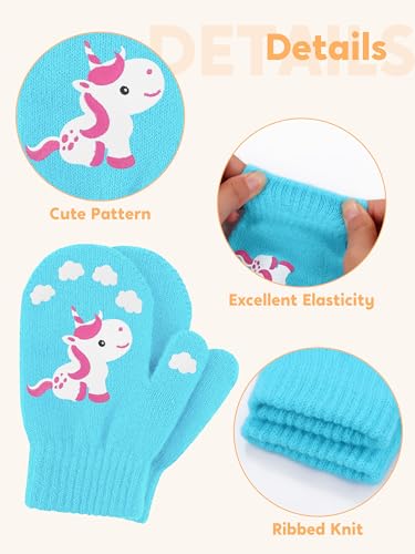 Image of Cooraby 6 Pairs Toddler Magic Stretch Mittens Winter Unisex Baby Knitted Gloves Mittens