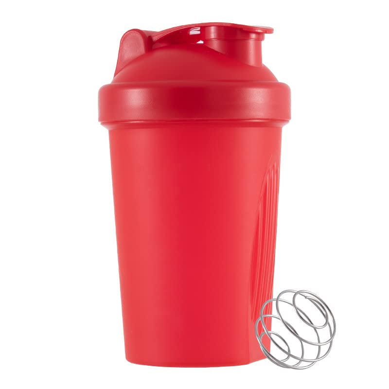 Generisch 400ml Protein Shaker Flasche, Eiweiß Shaker mit Sieb & Skala, Rot