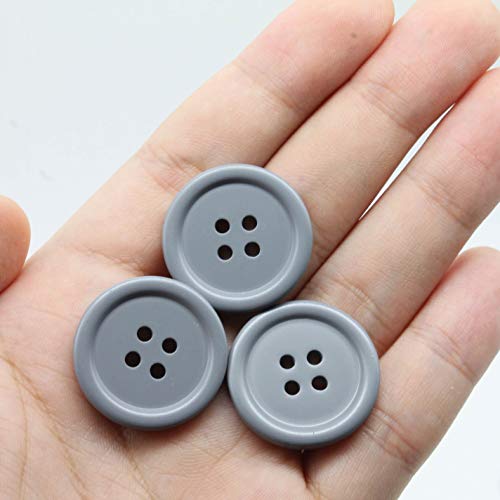Raydodo 50 Pcs 25Mm 1 Inch Buttons For Crafts, Large Buttons 4 Hole Round Sewing Buttons Spray Colored Craft Buttons For Sewing Scrapbooking And Diy Crafts(Grey) #TOP3