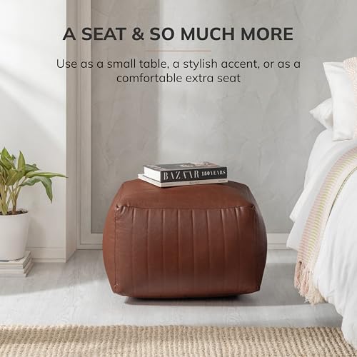 Anji Mountain 100% Handmade & Handcrafted Comfortable Home Décor Pouf Ottoman Footrest for Living Room, Bedroom, Nursery, Kidsroom, Patio Furniture - (22" x 22" x 16" - Cognac) by Anji Mountain - Image 7