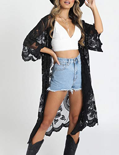 Image of Bsubseach Women Mesh Cardigan Bikini Beach Kimono Open Front Swimsuit Cover Ups Swimwear