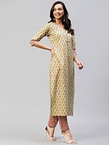 Image of GoSriKi Women's Cotton Blend Kurta With Pant