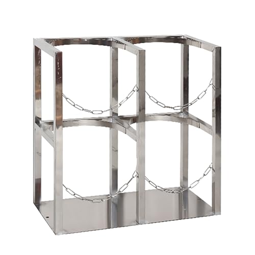 Support bouteilles d'oxygène acier inoxydable haut de gamme double chaîne de sécurité 60 cm