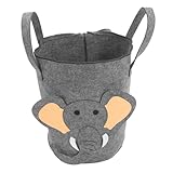 MUELODSIC Großer Faltbarer Filz Wäschekorb mit Deckel Cartoon Spielzeugkorb und Aufbewahrungskorb...
