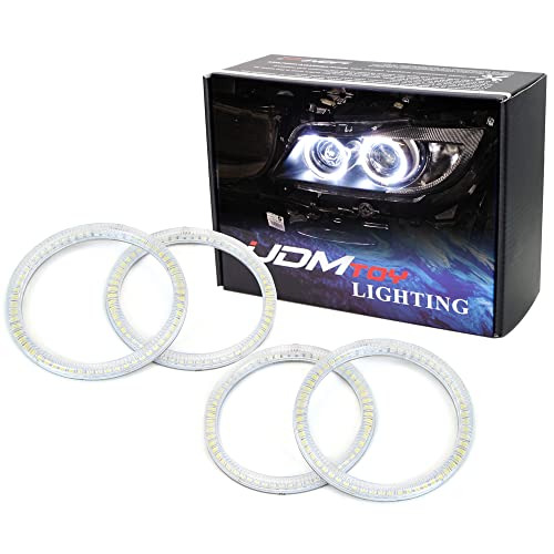 iJDMTOY 7000K Xenon White LED Angel Eye Halo Rings Kit Compatible with 2006-2012 BMW E90/E91 3 Series 4-Door (Fit Xenon Trim ONLY) (Retrofit Required)