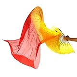Eforstore 1.8M Dance Fan Veil Hand Made Belly Dancing Silk Bamboo Long Fans Veils Folk Art Chinese Yangko Party Stage Performance Foldable Fan 3 Color Gradient