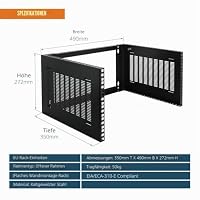 Tecmojo 19-Zoll 6HE 350mm Wandmontage-Netzwerkrack,Vertical Patchpanel-Halterung für 19" Flache Server-IT-Geräte, Traglast 50kg, Schwarz – Ansicht 2