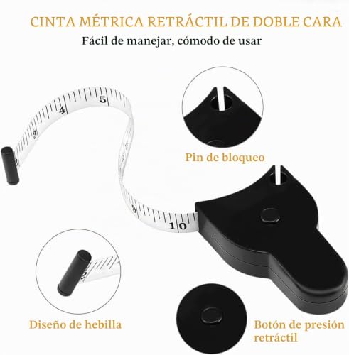 Miniatura 4 de Cinta Metrica Corporal, Suiyeejan 150 Cm Cinta Métrica De Cuerpo Retráctil, Cinta Métrica Suave, Para Medidas Corporales Y Pérdida De Peso, Costura, Manualidades, Sastre, Ropa Rosa, 1 Piezas