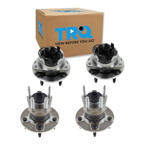 Image of TRQ Front and Rear Wheel Bearing and Hub Assembly Set 4 Piece Compatible with 08-12 Chevrolet Malibu 09-10 Cobalt SS 08-10 HHR 2009 Panel 05-07 Pontiac G6 with 4 Wheel ABS Brakes 08-10