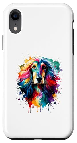 iPhone XR Colorful Splash Art Afghan Hound Dog Case