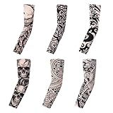 YIPFEN 6 Pièces Manches de Tatouage pour Hommes Femmes, Tatouage Temporaire Manchettes de Bras, Faux Tatouage Manchette en Nylon, Tatouage Ephemere Homme Sleeve pour Fête, Carnaval, Halloween