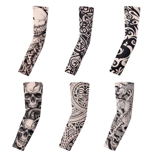 YIPFEN 6 pezzi Maniche Tatuaggi Unisex, Realistico Tattoo Finti, Manicotti