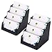 BTSKY 2 Pcs Black Acrylic Business Card Holders - 4 Pocket Desktop Business Card Stands Countertop Acrylic Index Card Organizer for Desk Tidy Office Accessories