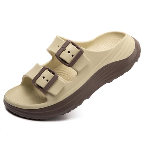 Image of FUNKYMONKEY Plantar Fasciitis Recovery Sandals for Women with Arch Support | Adjustable Double Buckle, Lightweight EVA, Cushioned Footbed, Non-Slip, Indoor Outdoor Use, Summer Beach House Shoes