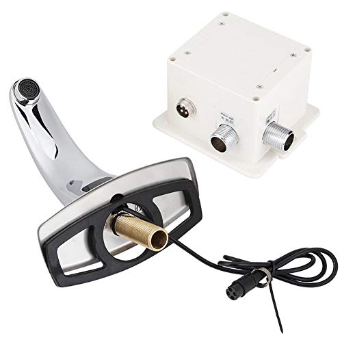 Image of BATH GURU Brass Touchless Sensor Bathroom Sink Faucet Tap, Silver, Chrome finish