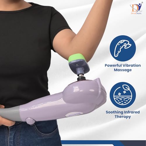 Image of Dealsure Corded Electric Handheld Body Massager Machine for Pain Relief with 7 Attachments for Neck, Back, Legs, Shoulders & More (Grey)