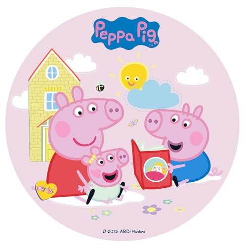 Dekora, Peppa Pig Baby Oblea Comestible, Decoración para Tartas Infantiles, Ideal para Cumpleaños Temático, Impresión Alimentaria Calidad, Producto Oficial Hasbro, Disco Redondo 20 CM