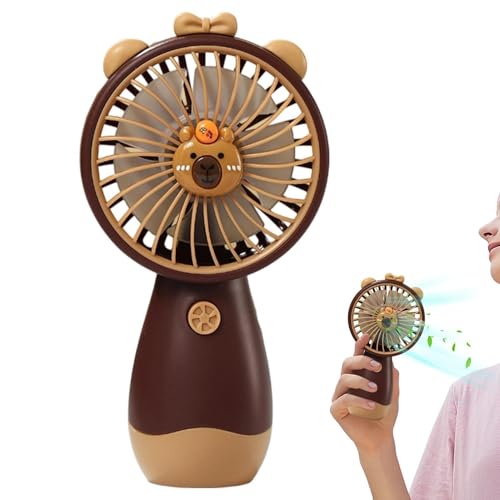 Giwuence Ventilador Personal Manual,Aparato USB Recargable Portátil, Capibara Mono,Ventilador Pequeño y Silencioso | Para Verano Playa Camping Senderismo Deportes Al Aire Libre Oficinas