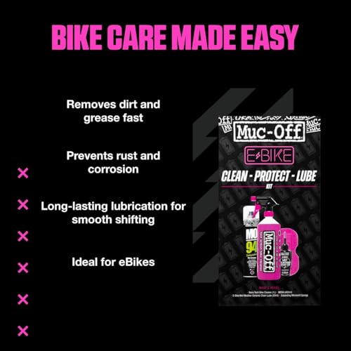 Muc-Off Ebike Kit Pulisci, Proteggi & Lubrifica - Elementi Essenziali Per Pulire, Proteggere E Lubrificare La Tua E-Bike - Include Detergente Per Bici Muc-Off, MO-94 E Lubrificante Per Catena - 7