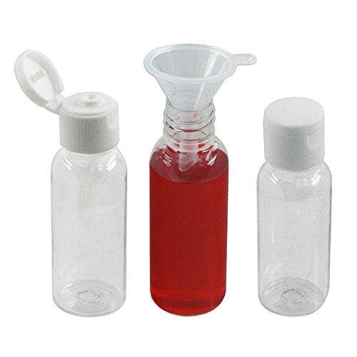 12pc Clear 30ml Bottle Tubes Vials with Funnel for Liquids Flip-Up Top Pour or Drip