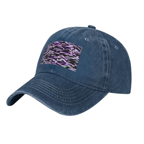 Gorra de mezclilla vintage con estampado de camuflaje americano, sombrero de perfil bajo para hombres y mujeres, gorras de béisbol de estilo retro, azul marino, Talla única