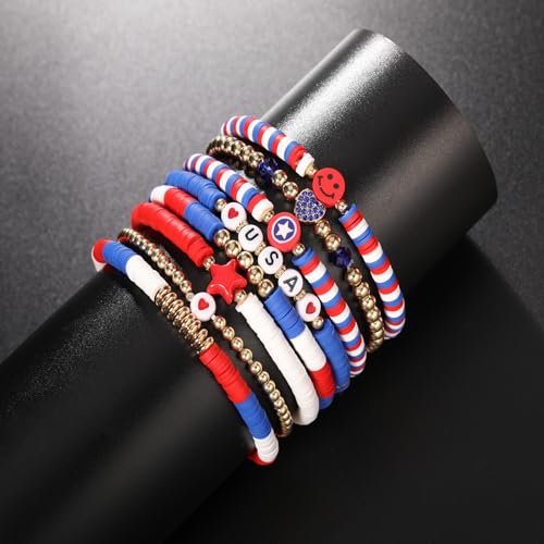 Friendship Bracelets - Beaded Bracelets Set for Teen Women, Stretchable Preppy Bracelets, Stackable & Colorful Bracelets - Ideal Gifts, 4th of July, Halloween, Christmas3