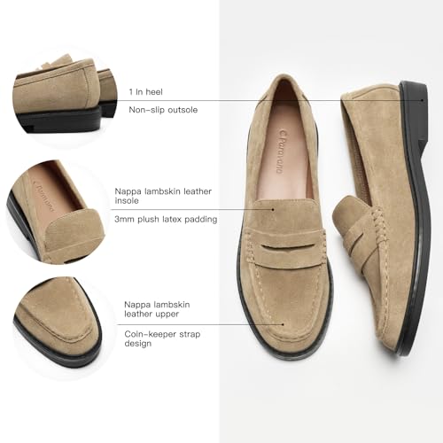 Image of C.Paravano Genuine Leather Penny Loafers | Loafers for Women | Casual Slip On | Walking Flats Classic Driving Moccasins