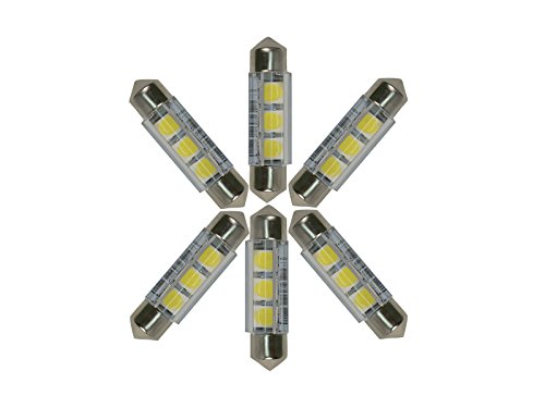 NJYTouch 6pcs 43mm 44mm 3SMD LED 5050 211 Car Nature White 4000~4500K Festoon Dome Map Interior Light DC 12V