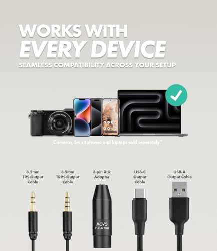 Movo X1 Supercardioid Shotgun Microphone - 3.5mm/XLR/USB-C Camera Mic for DSLR, Smartphones, and Computers - Professional Boom Microphone with Advanced Audio Controls, Tripod, and Accessories - Image 6
