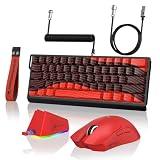 Attack Shark X11&X60HE Mechanical Wireless Gaming Combo,Rapid Trigger Magnetic Switches 8K Keyboard,59g Ultra-Light Mouse with Charging Dock, 22K DPI,PAW3311,RGB Backlit 3-Mode with Coiled Cable-Red