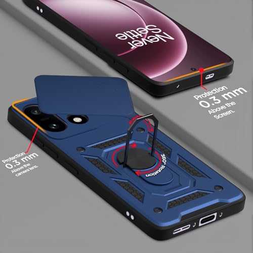 Image of Outlouders Back Cover for OnePlus 15 5G | D10 Tough Armor 360 Protection Case with Sliding Camera Shield & Ring Holder Stand Bumper Case (Blue)