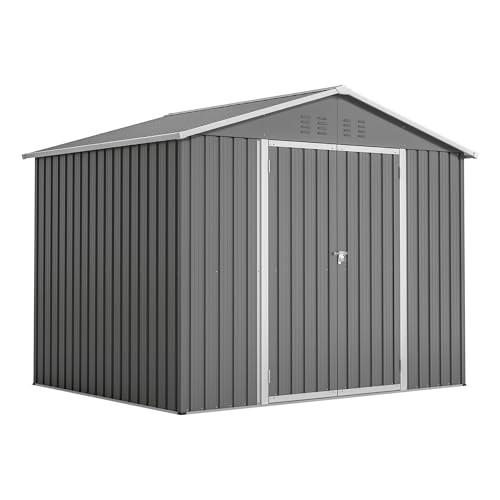 GIHAUVIA Gerätehaus Metall 229×180×191 cm | ca. 7,9 m³ Stauraum | Wetterfestes Gartenhaus aus Stahl mit Doppeltür & Belüftung | Robuster Geräteschuppen für Garten, Fahrräder & Aufbewahrung