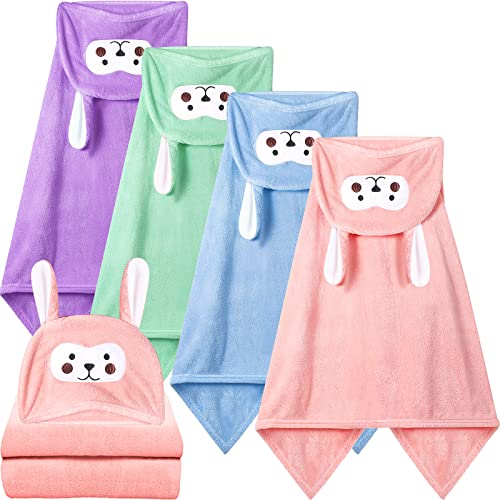 Image of Kenning 4 Pack 28 x 55 Inch Hooded Baby Towels Toddler Bath Towel Toddler Baby Towels with Hood, Hooded Kids Bath Towel for Boy Girl 0-5 Year, Absorbent Thick Soft, Large Size, 4 Colors
